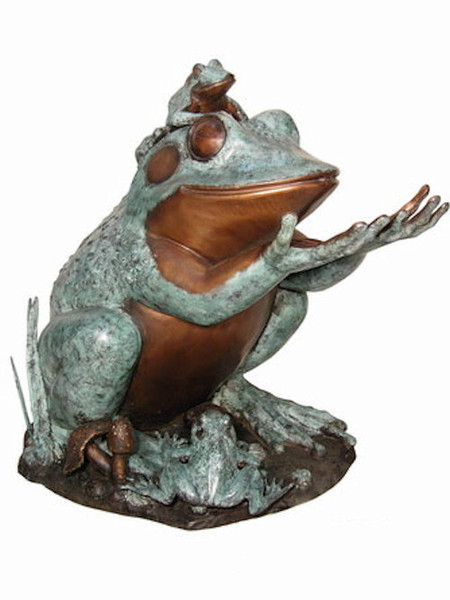 Bronze Sitting Frog with Baby on Head huge fountains large water feature